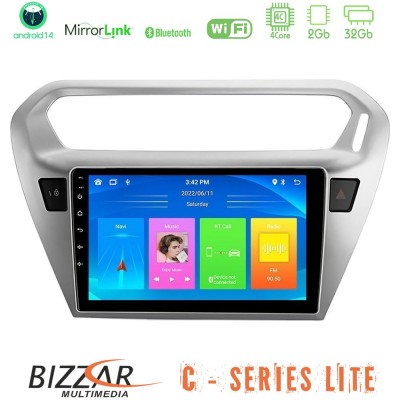 Bizzar C Series Lite 4Core Android14 2+32GB  Citroën C-Elysée / Peugeot 301 Navigation Multimedia Tablet 9