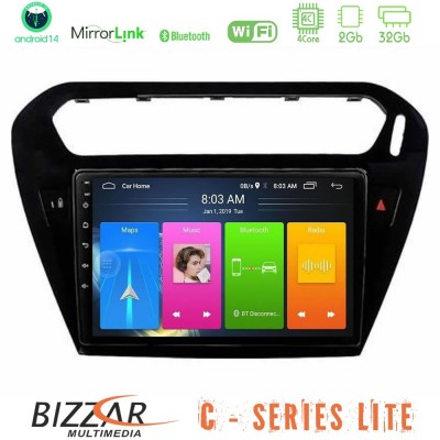 Bizzar C Series Lite 4Core Android14 2+32GB  Citroen C-Elysee / Peugeot 301 Navigation Multimedia Tablet 9