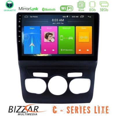 Bizzar C Series Lite 4Core Android14 2+32GB  Citroen C4L Navigation Multimedia Tablet 10