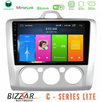 Bizzar C Series Lite 4Core Android14 2+32GB  Ford Focus Manual AC Navigation Multimedia Tablet 9