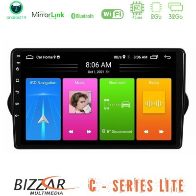 Bizzar C Series Lite 4Core Android14 2+32GB  Fiat Tipo 2015-2022 (Hatchback) Navigation Multimedia Tablet 9