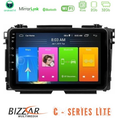 Bizzar C Series Lite 4Core Android14 2+32GB  Honda HR-V Navigation Multimedia Tablet 9