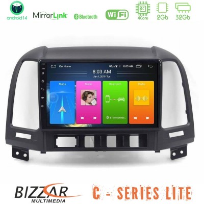 Bizzar C Series Lite 4Core Android14 2+32GB Hyundai Santa Fe 2006-2013 Navigation Multimedia Tablet 10