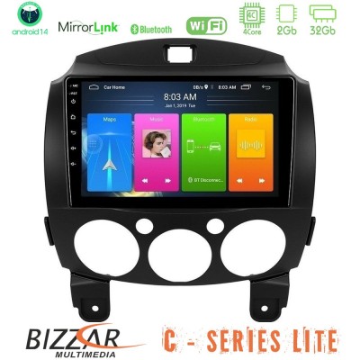 Bizzar C Series Lite 4Core Android14 2+32GB  Mazda 2 2008-2014 Navigation Multimedia Tablet 9