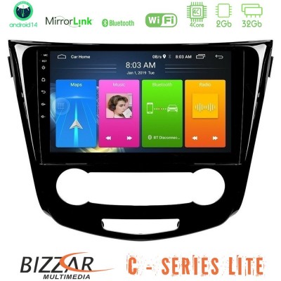 Bizzar C Series Lite 4Core Android14 2+32GB  Nissan Qashqai J11 (Manual A/C) Navigation Multimedia Tablet 10