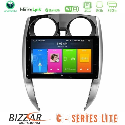 Bizzar C Series Lite 4Core Android14 2+32GB  Nissan Note 2013-2018 Navigation Multimedia Tablet 10