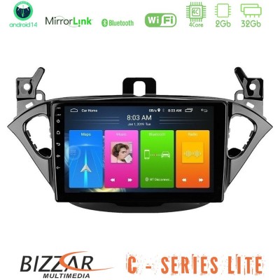 Bizzar C Series Lite 4Core Android14 2+32GB  Opel Corsa E/Adam Navigation Multimedia Tablet 9