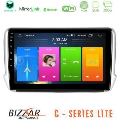 Bizzar C Series Lite 4Core Android14 2+32GB  Peugeot 208/2008 Navigation Multimedia Tablet 10