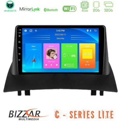 Bizzar C Series Lite 4Core Android14 2+32GB  Renault Megane 2 2002-2008 Navigation Multimedia Tablet 9