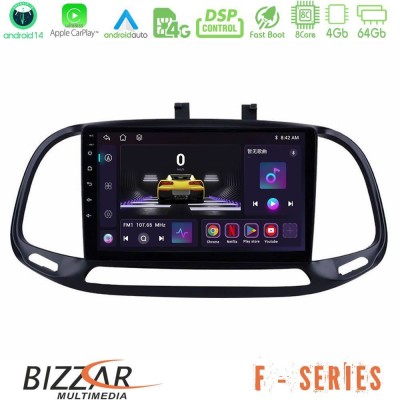 Bizzar F Series 8Core Android14 4+64GB  Fiat Doblo 2015-2022 Navigation Multimedia Tablet 9