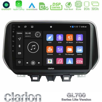 Clarion GL700 Lite Series 8Core Android11 2+32GB Hyundai Tucson 2019-> Navigation Multimedia Tablet 9