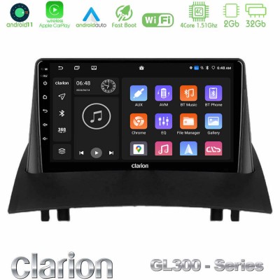 Clarion GL300 Series 4Core Android11 2+32GB Renault Megane 2 2002-2008 Navigation Multimedia Tablet 9