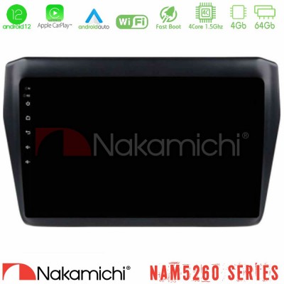 Nakamichi NAM5260 Series 4Core Android12 4+64GB Suzuki Swift 2017-2023 Navigation Multimedia Tablet 9
